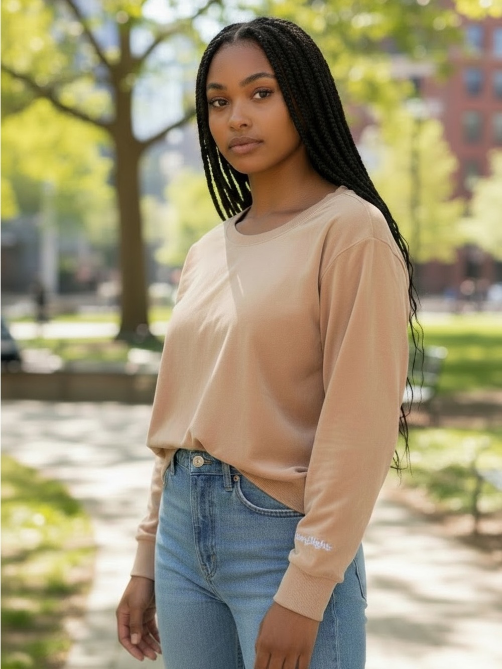 Favorite Daughter Tan Womens Crewneck Sweater in Tan - NWT SZ XXL embroidered FD